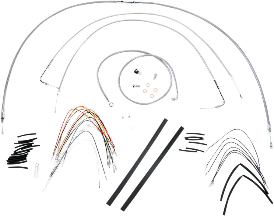 harley davidson fxst [MARCA BURLY] - Kit completo de cable de manillar/línea de freno trenzado de acero inoxidable
