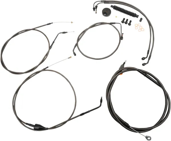 Harley Davidson Flhri [LA CHOPPERS] - Kit de línea de freno/manillar trenzado estándar Midnight