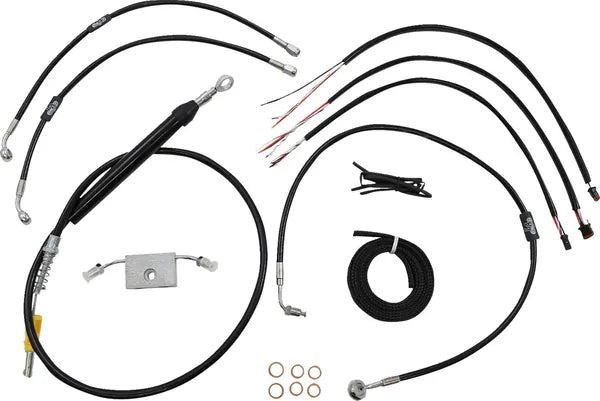 Harley Davidson Fxdrs 114 [LA CHOPPERS] - Kit completo de cable de manillar/línea de freno trenzado de vinilo negro