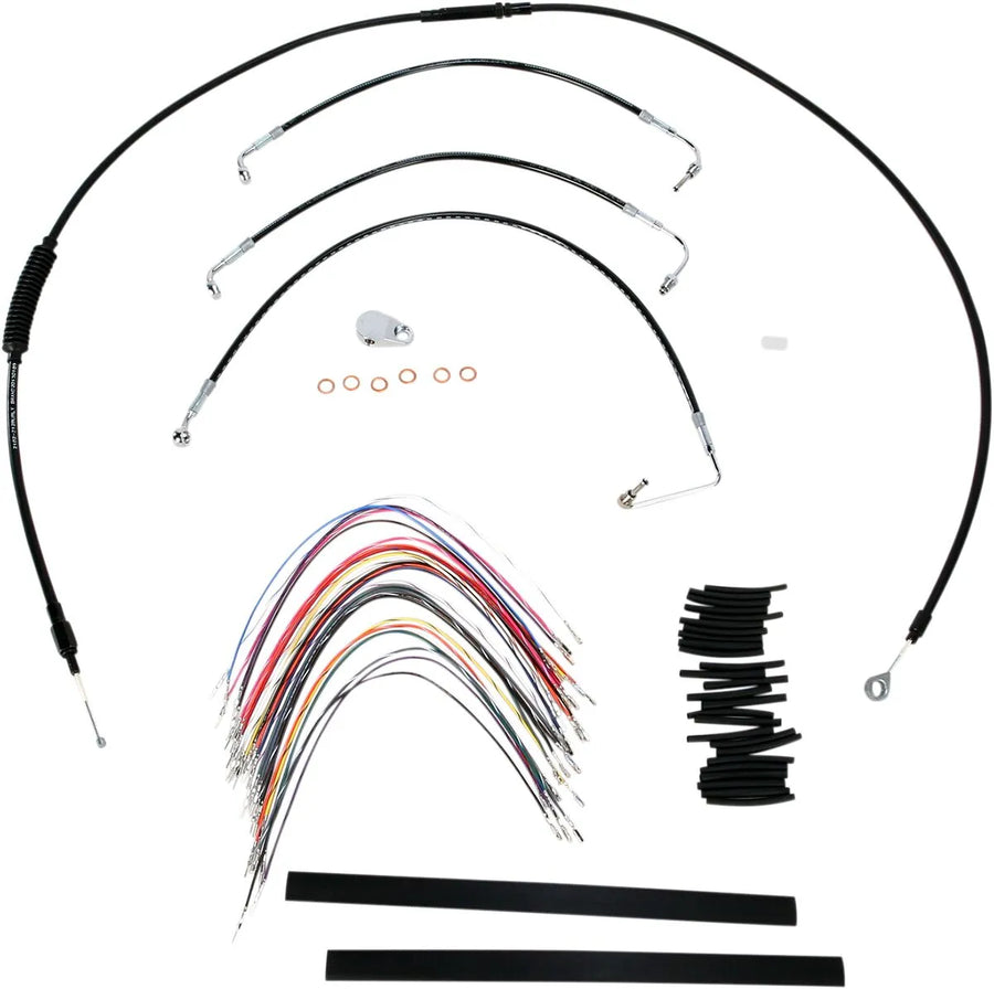 harley davidson flhtc [MARCA BURLY] - Kit completo de cable/línea de manillar de vinilo negro para Ape Hanger