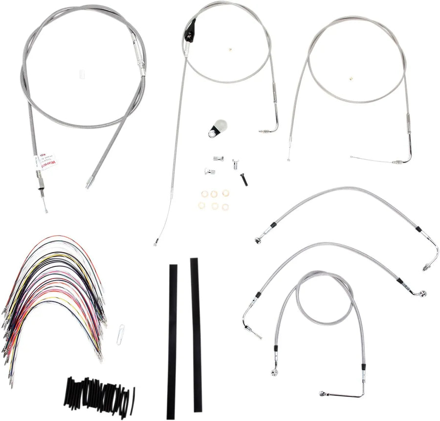 harley davidson flhri [MARCA BURLY] - Kit completo de cable de manillar/línea de freno de acero inoxidable