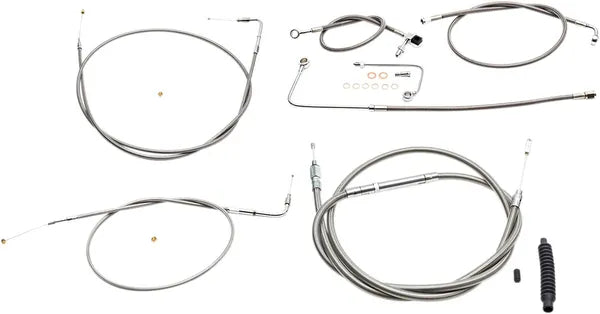 Harley Davidson FLS [LA CHOPPERS] - Kit de línea de freno/cable de manillar cubierto de acero inoxidable estándar
