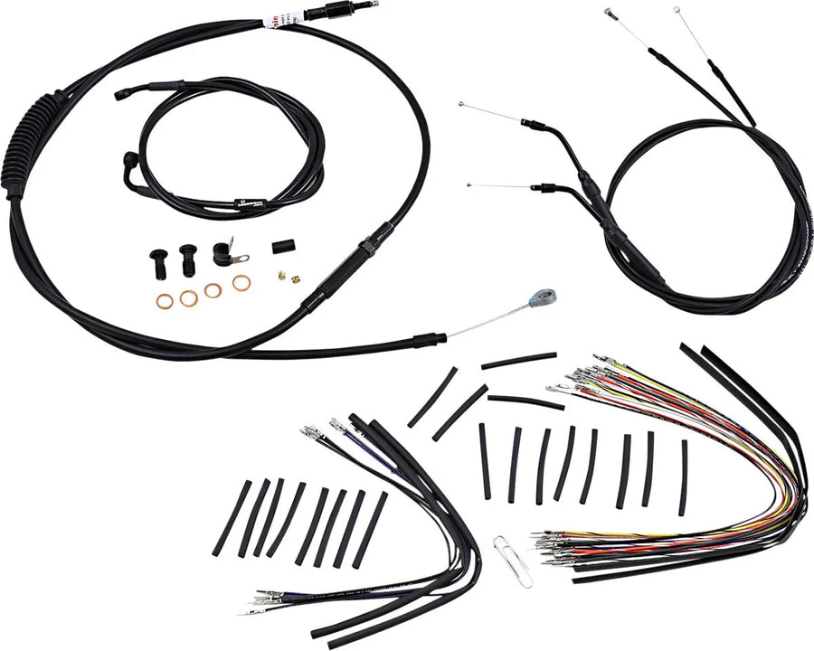 harley davidson fxdwg [MARCA BURLY] - Kit completo de cable/línea de manillar de vinilo negro para Ape Hangers