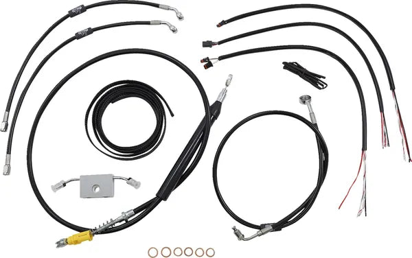 Harley Davidson Fxdrs 114 [LA CHOPPERS] - Kit completo de cable de manillar/línea de freno trenzado de vinilo negro