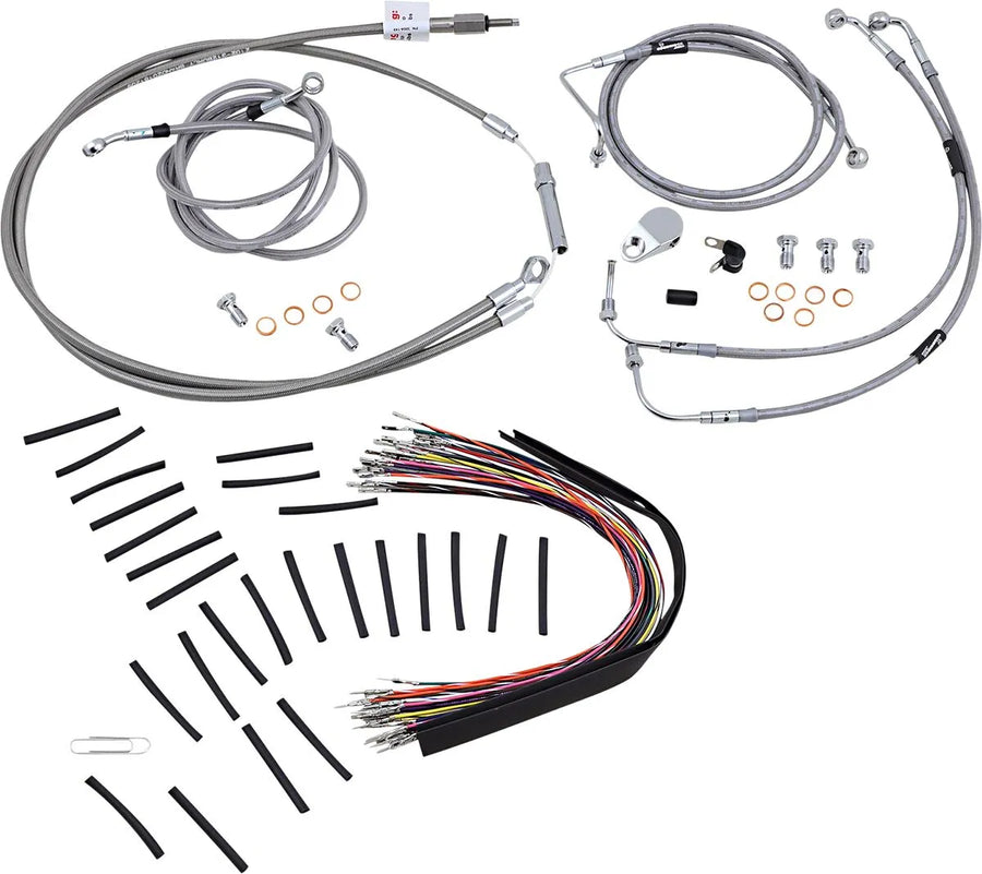 harley davidson flhtc [MARCA BURLY] - Kit completo de cable de manillar/línea de freno de acero inoxidable