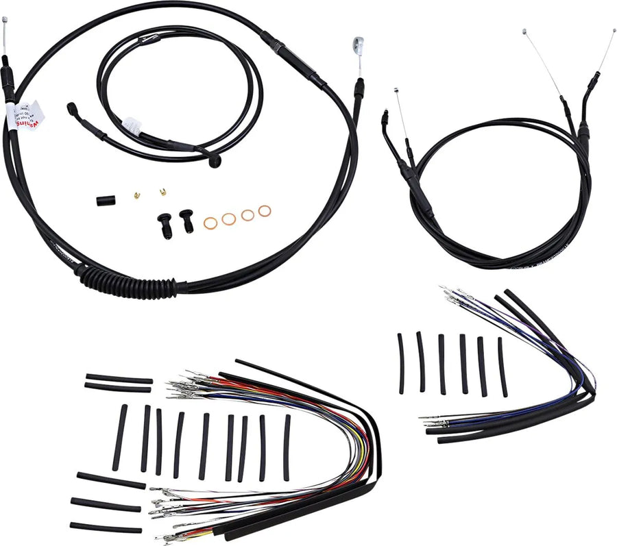 harley-davidson street bob [MARCA BURLY] - Kit completo de cable/línea de manillar de vinilo negro para Ape Hangers
