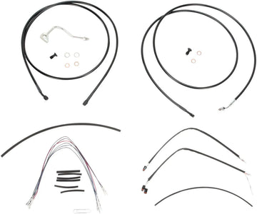 harley-davidson ultra limited [MARCA BURLY] - Kit completo de cable/línea de manillar de vinilo negro para Ape Hangers