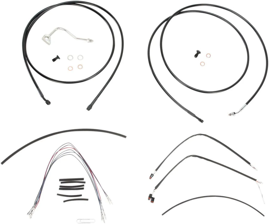 harley-davidson ultra limited [MARCA BURLY] - Kit completo de cable/línea de manillar de vinilo negro para Ape Hangers