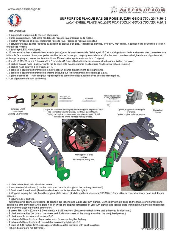 Suzuki Gsx-S 750 [DISEÑO DE ACCESO] - soporte de matrícula a la altura de la rueda negro Suzuki GSX-S750