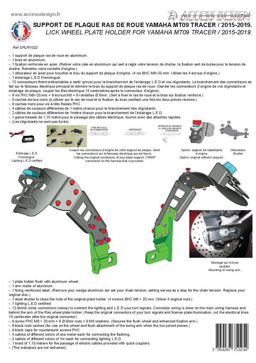Yamaha TRACER 900 GT ABS RN57 [2018-2020] - DISEÑO DE ACCESO PORTA NÚMEROS YAMAHA MT-09