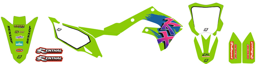 Kawasaki KX 250 (KX 250 R) [2005-2008] - Retro Graphic Kit - Kawasaki KX125/250