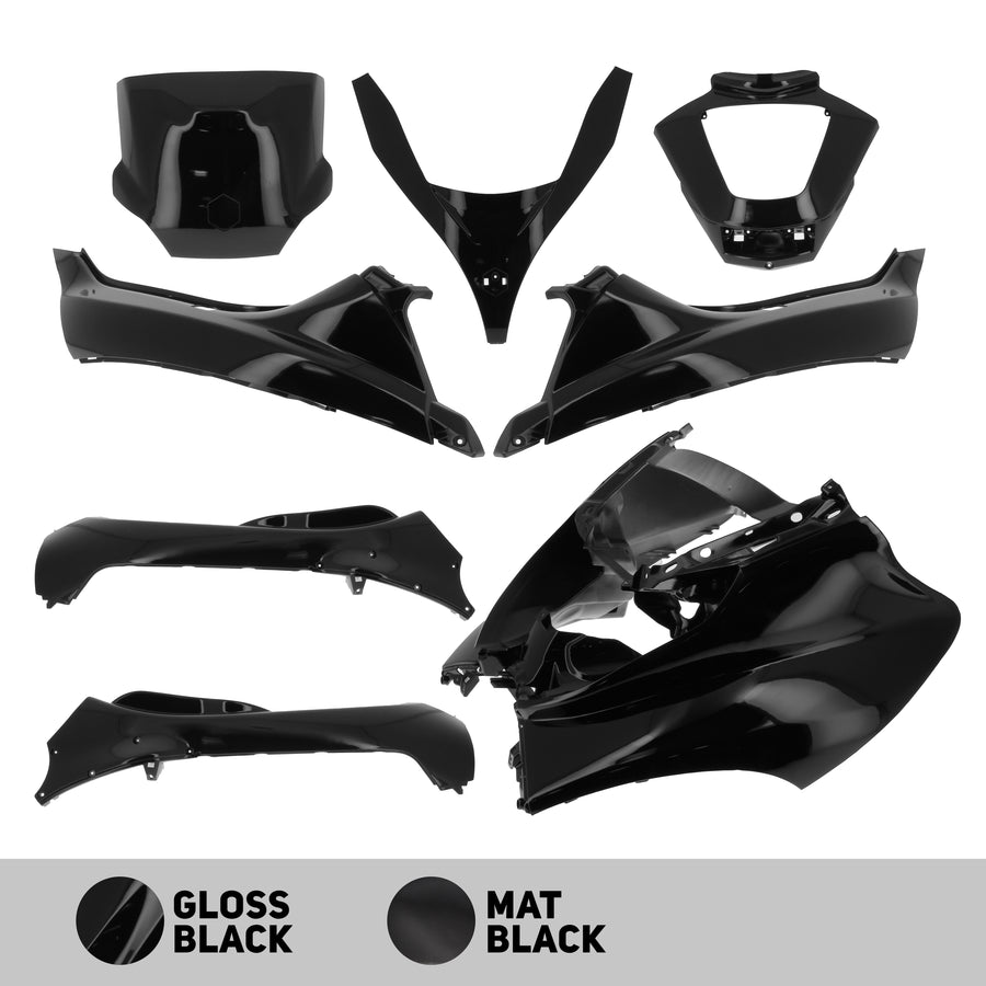 Piaggio MP 3 400 IE LT Sport (M 642) [2008-2010] - Verkleidungskit Glänzend Schwarz - Piaggio MP3 125/250/300 (11–14) 400 (08–11) 500 (11–13)