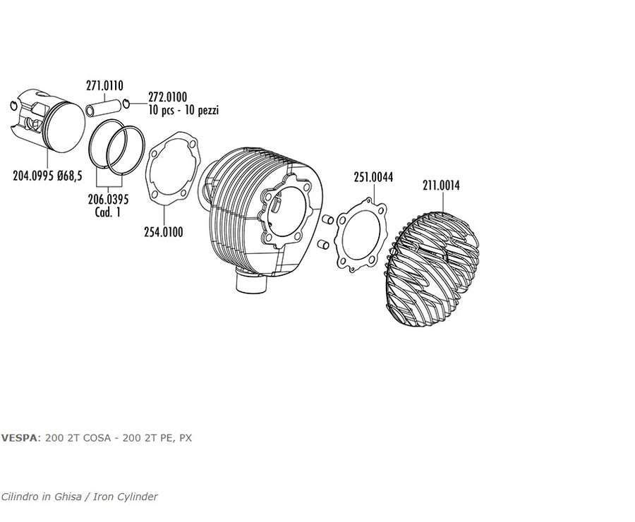 Vespa PE 200 [1977-1997] - Zylinder Kit - Ø68,5mm