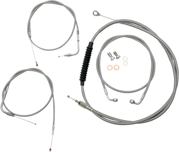 Harley Davidson Flst [LA CHOPPERS] - Kit de línea de freno/cable de manillar cubierto de acero inoxidable estándar