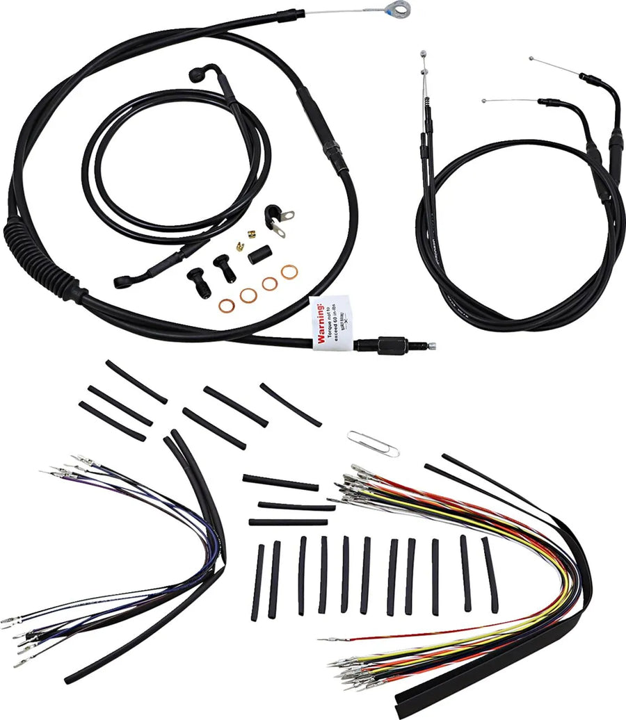 harley davidson flst [MARCA BURLY] - Kit completo de cable/línea de manillar de vinilo negro para Ape Hanger
