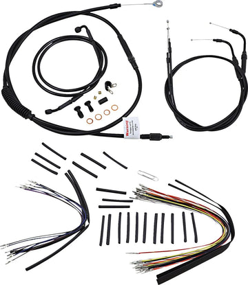 harley davidson flstc [MARCA BURLY] - Kit completo de cable/línea de manillar de vinilo negro para Ape Hanger