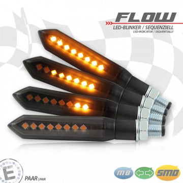 Ducati Monster 600/750/900 – FLOW Lauflicht-LED-Blinkerpaar mit Widerstands-Bundle für Universal-Umbau