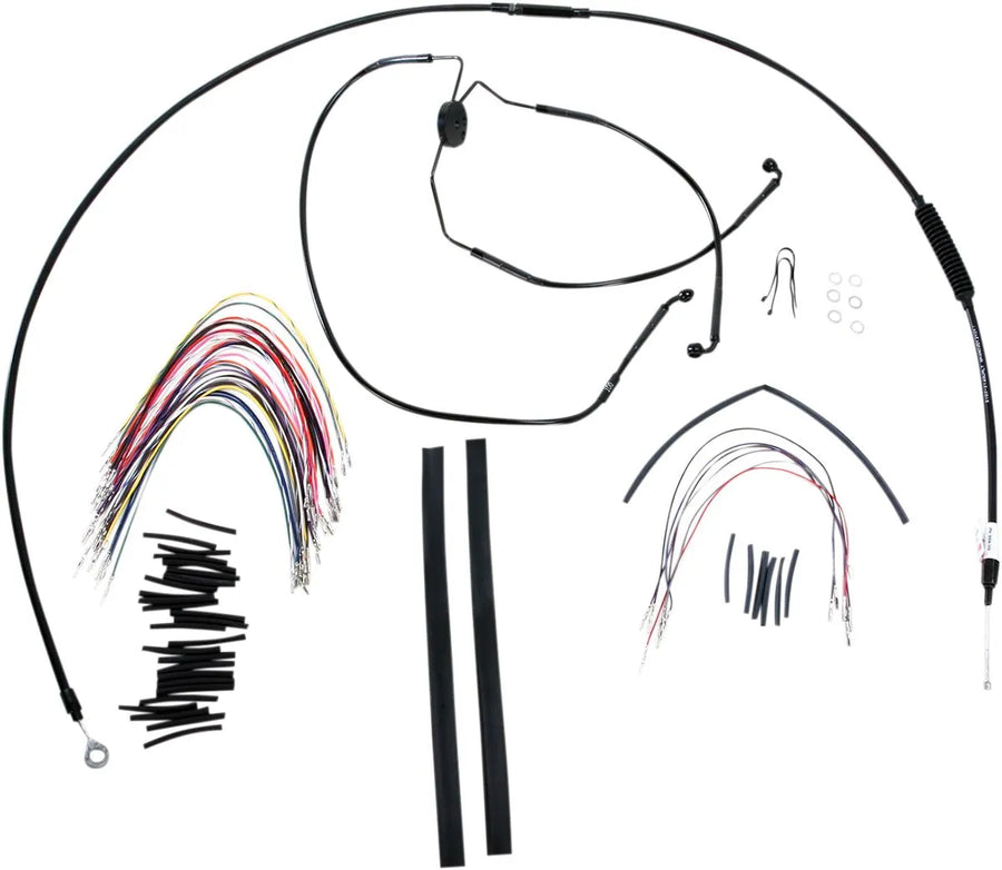 harley davidson flhtcu [MARCA BURLY] - Kit completo de cable/línea de manillar de vinilo negro para Ape Hanger