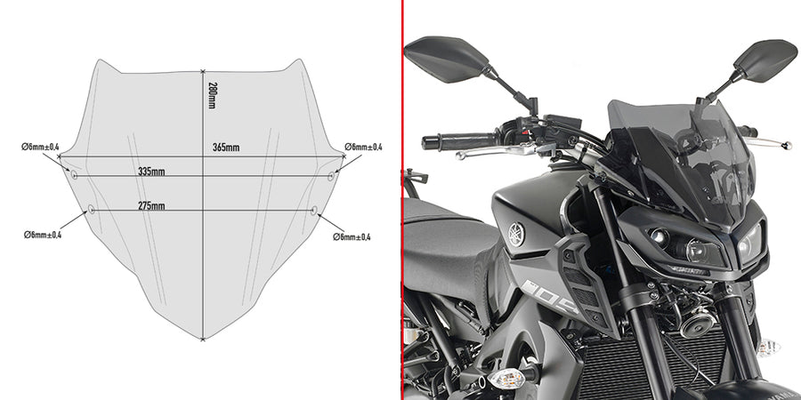 YAMAHA MT 09 MT 09 SP MT 09 TRACER [2017-2020] - Parabrisas específico