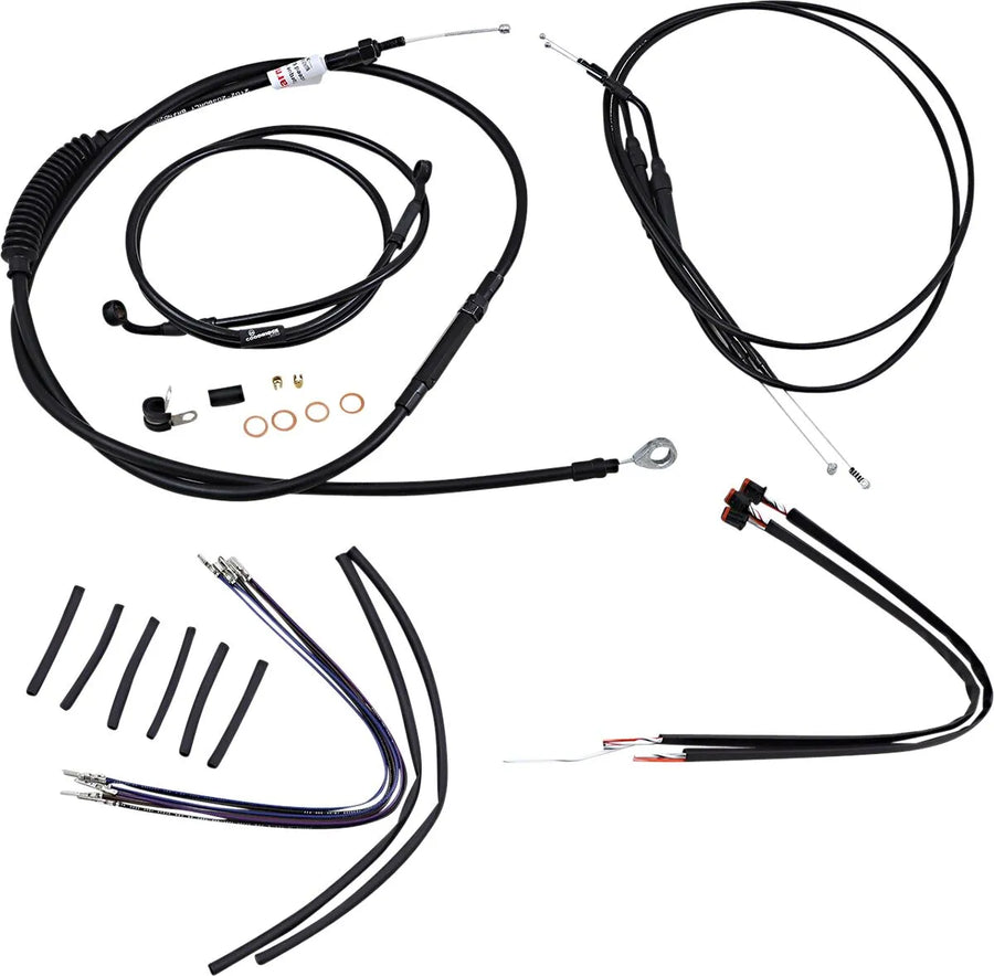 harley davidson sportster 883 iron xl [MARCA BURLY] - Kit completo de cable/línea de manillar de vinilo negro para Ape Hangers