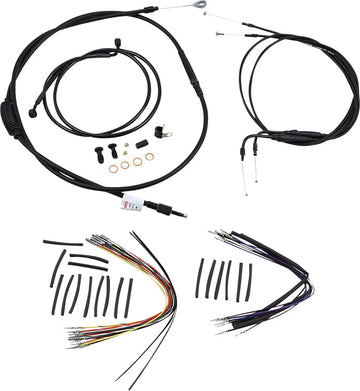 harley davidson flst [MARCA BURLY] - Kit completo de cable/línea de manillar de vinilo negro para Ape Hanger - 0
