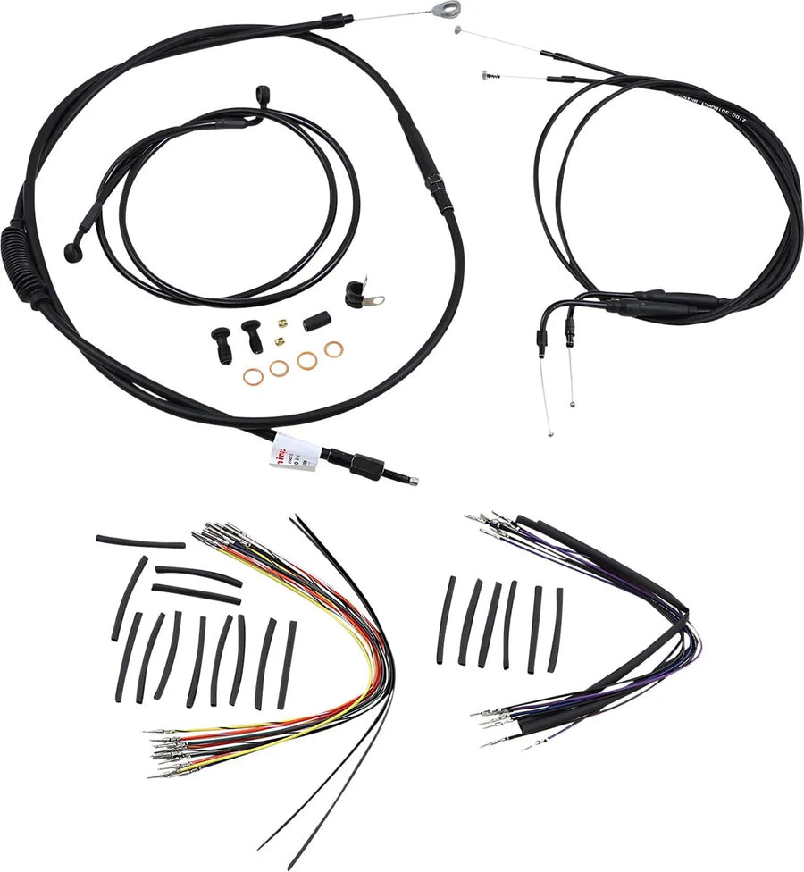 harley davidson flst [MARCA BURLY] - Kit completo de cable/línea de manillar de vinilo negro para Ape Hanger