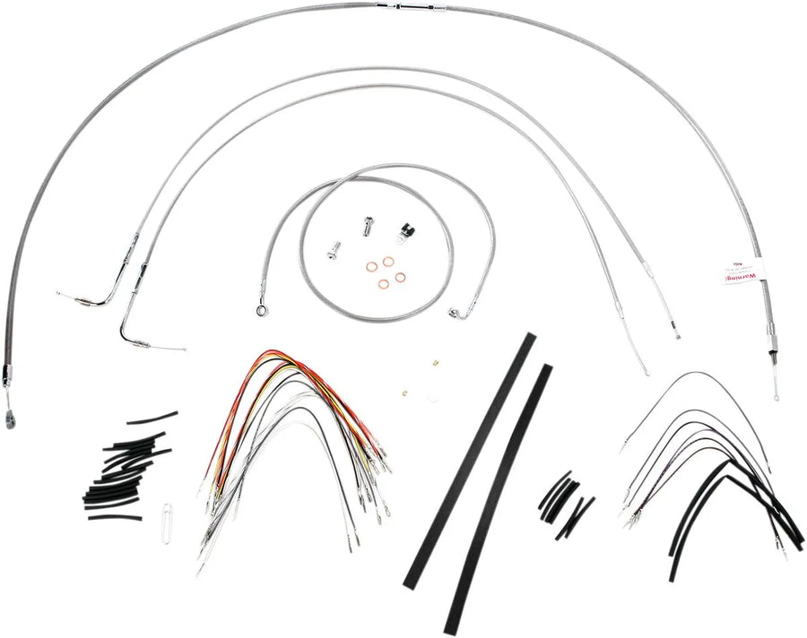 harley davidson flstf [MARCA BURLY] - Kit completo de cable de manillar/línea de freno de acero inoxidable
