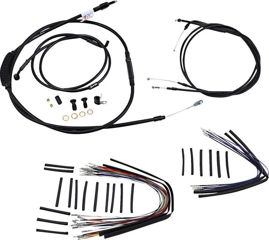 harley davidson fxst [MARCA BURLY] - Kit completo de cable/línea de manillar de vinilo negro para Ape Hangers