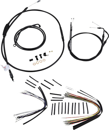 harley davidson flst [MARCA BURLY] - Kit completo de cable/línea de manillar de vinilo negro para Ape Hanger - 0