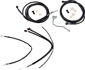harley davidson flhrxs [MARCA BURLY] - Kit completo de cable/línea de manillar de vinilo negro para Ape Hanger