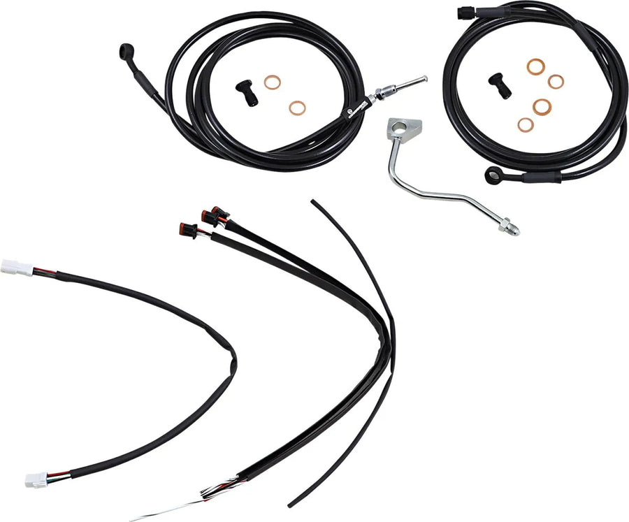 harley davidson flhrxs [MARCA BURLY] - Kit completo de cable/línea de manillar de vinilo negro para Ape Hanger