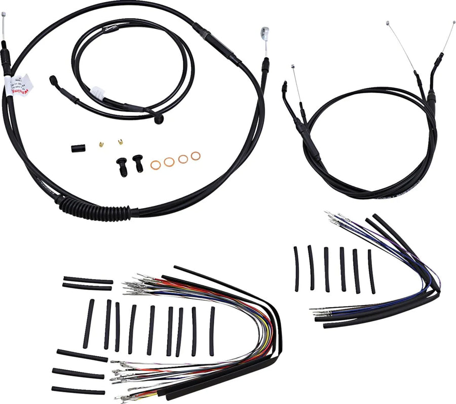 harley-davidson street bob [MARCA BURLY] - Kit completo de cable/línea de manillar de vinilo negro para Ape Hangers
