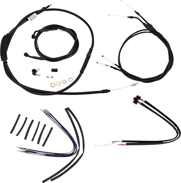harley davidson sportster 883 iron xl [MARCA BURLY] - Kit completo de cable/línea de manillar de vinilo negro para Ape Hangers