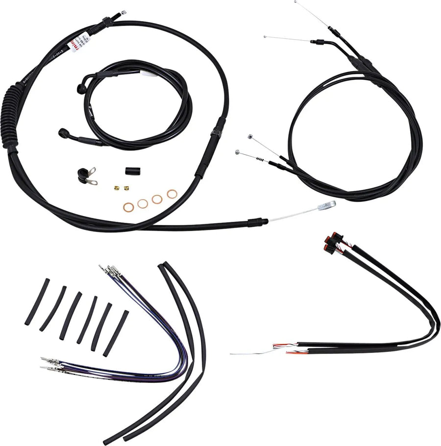 harley davidson sportster 883 iron xl [MARCA BURLY] - Kit completo de cable/línea de manillar de vinilo negro para Ape Hangers