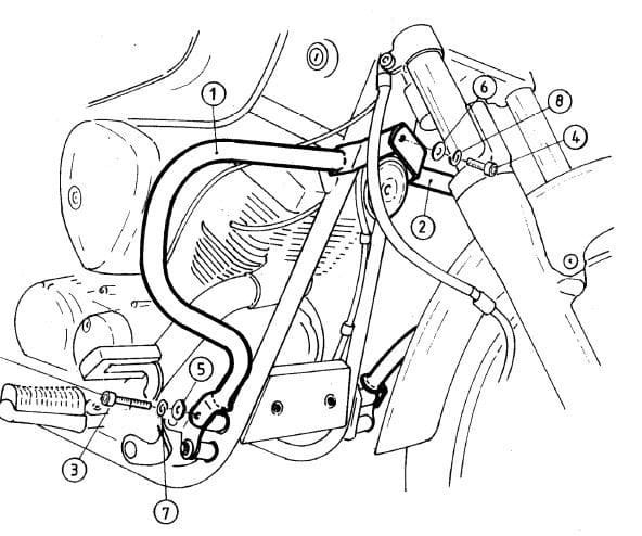 Yamaha XVS 125 [2000-2004] - barra de protección del motor