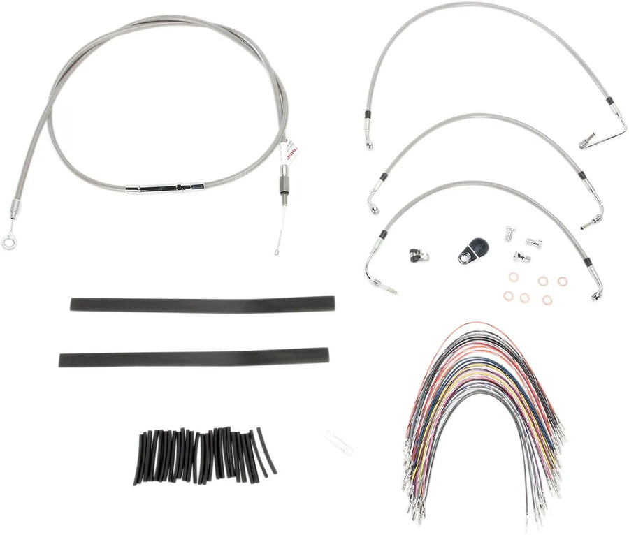 harley davidson flhtc [MARCA BURLY] - Kit completo de cable de manillar/línea de freno de acero inoxidable