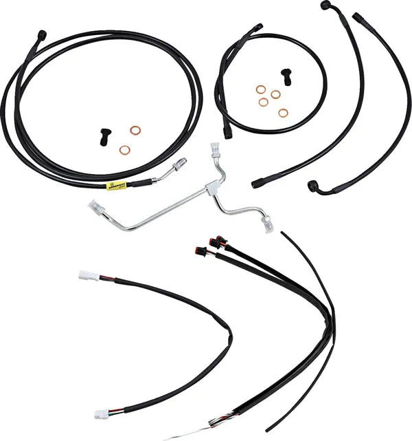 Harley Davidson Flhx [MARCA BURLY] - Juego completo de cables/líneas de manillar de vinilo negro para Ape Hanger