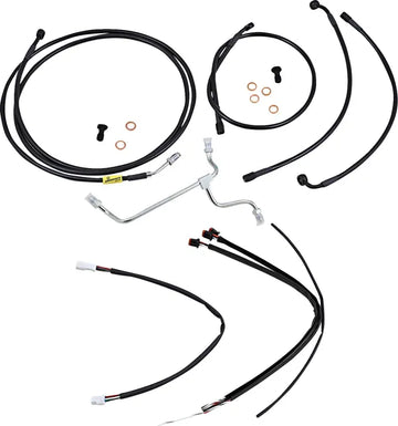 Harley Davidson Flhx [MARCA BURLY] - Juego completo de cables/líneas de manillar de vinilo negro para Ape Hanger