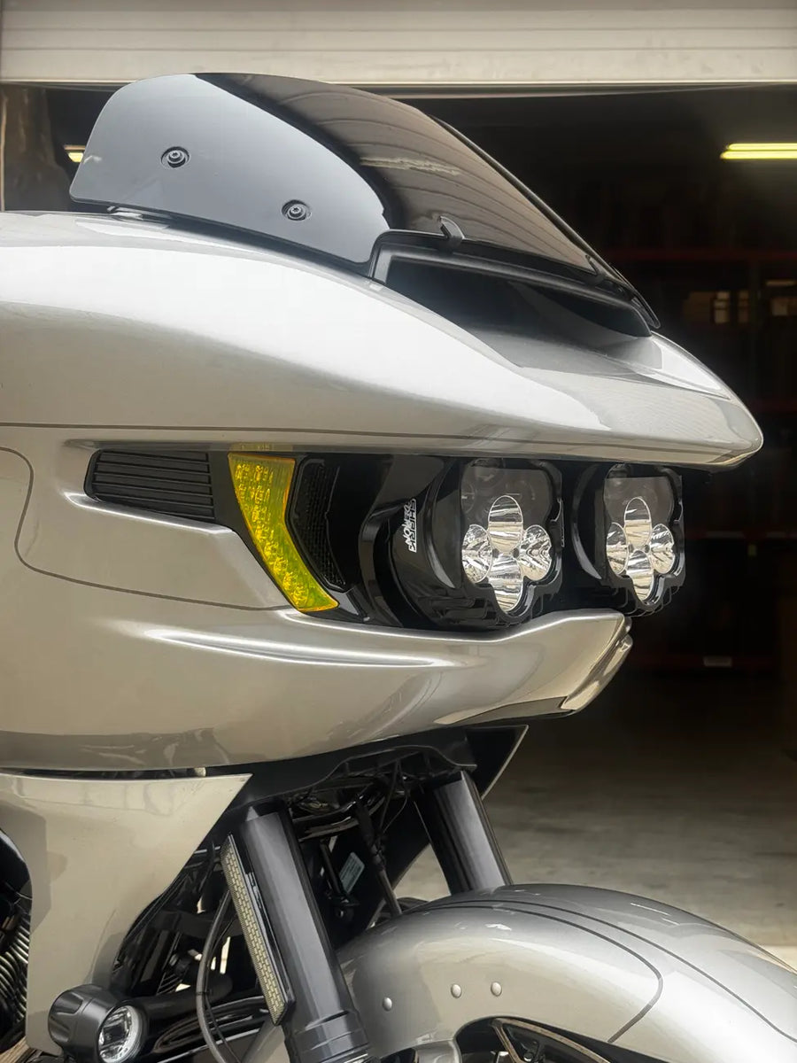 harley-davidson road glide st [DINÁMICA PERSONALIZADA] – Ventilaciones de señal de giro delanteras integradas Shark Demon®
