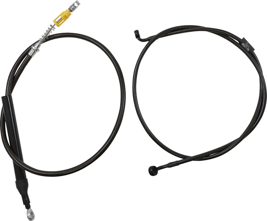 harley davidson flfb [LA CHOPPERS] - Kit completo de cable de manillar/línea de freno trenzado Midnight