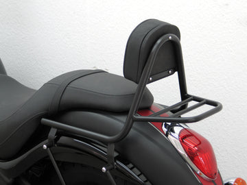 Kawasaki VN 900 Custom [2007-2017] - Barra de mariquita hecha de tubería con almohadas y estante de equipaje, negro