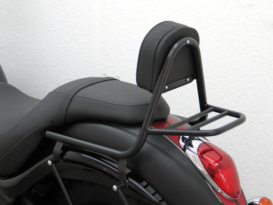 Kawasaki VN 900 Custom [2007-2017] - Barra de mariquita hecha de tubería con almohadas y estante de equipaje, negro