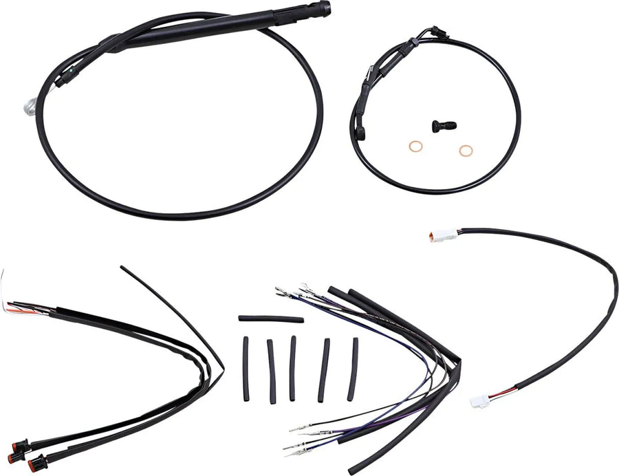 harley-davidson street bob [MARCA BURLY] - Kit completo de cable/línea de manillar de vinilo negro para Ape Hangers