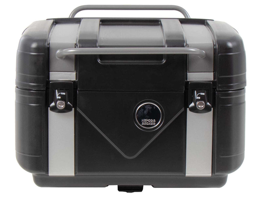 Topcase [Hepco & Becker] - Gobi Black Edition con inserciones plateadas - para portaequipajes Topcase