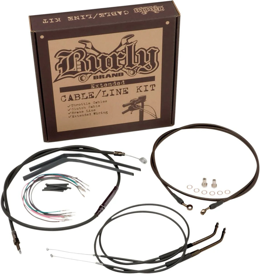 harley davidson fxdwg [MARCA BURLY] - Kit completo de cable/línea de manillar de vinilo negro para Ape Hangers