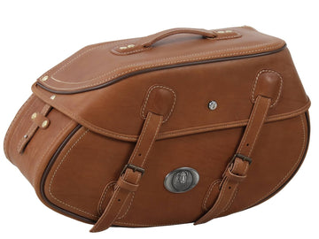 Bolsa de moto [Hepco & Becker] - Cuero Buffalo marrón arena izquierda - soporte para maleta tubular