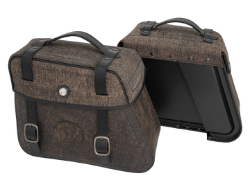 Bolsa para motocicleta [Hepco & Becker] - Juego de bolsas de cuero Rugged Cutout 19 L incl. liberación rápida - marrón - recorte