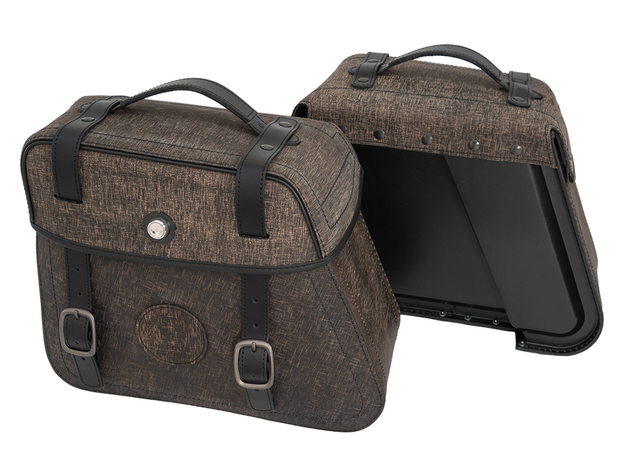 Bolsa para motocicleta [Hepco & Becker] - Juego de bolsas de cuero Rugged Cutout 19 L incl. liberación rápida - marrón - recorte