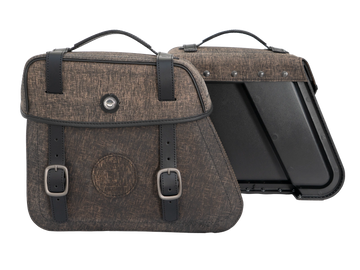 Bolsa para motocicleta [Hepco & Becker] - Juego de bolsas de cuero Rugged Cutout 19 L incl. liberación rápida - marrón - recorte