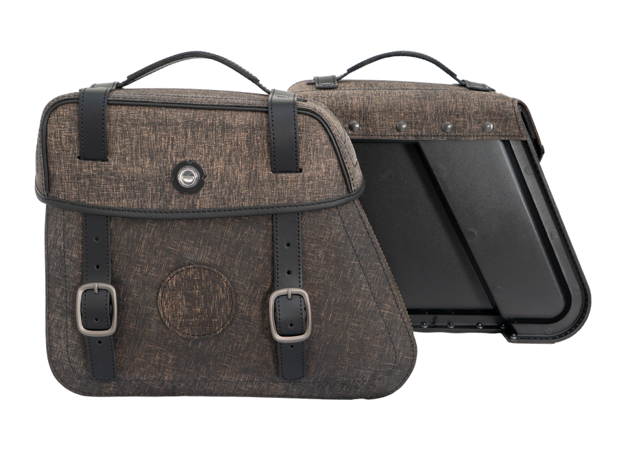 Bolsa para motocicleta [Hepco & Becker] - Juego de bolsas de cuero Rugged Cutout 19 L incl. liberación rápida - marrón - recorte